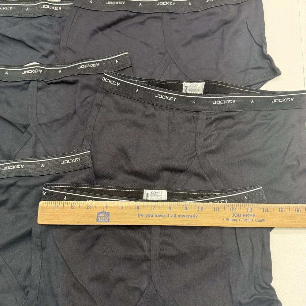 Jockey Briefs Mens 38 Black 6 Pack 100% Cotton Classic Fit Jersey Underwear